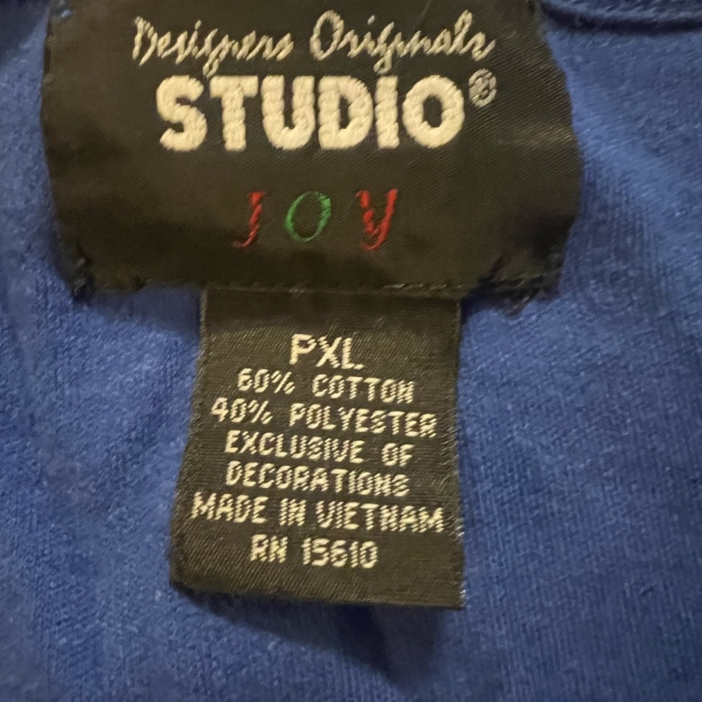 Designers Originals Blue Long Sleeve Tee with Christmas Tree - Picture 2 of 3